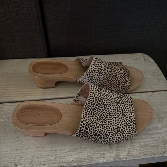 MADEWELL The Evelyn Clog Slide Sandal Cream Black Dots Calf Hair Size 7.5 - Picture 4 of 12